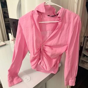 Zara Vibrant Pink Ruched Blouse